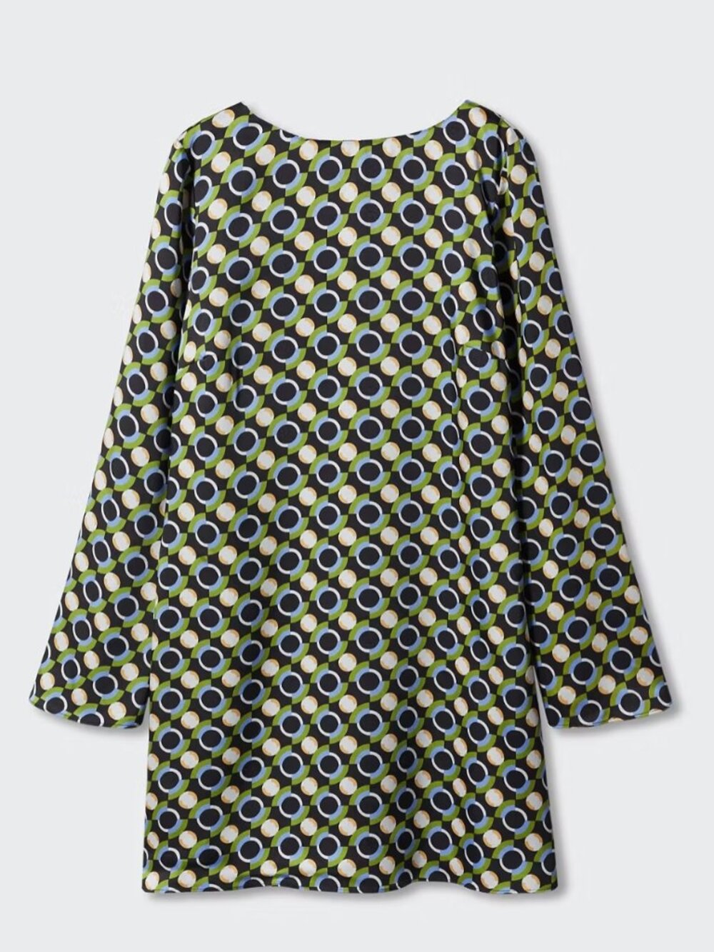 Mango Retro 70s Geometric Printed Long Sleeve Mini Dress Size L / EU Large NWT
